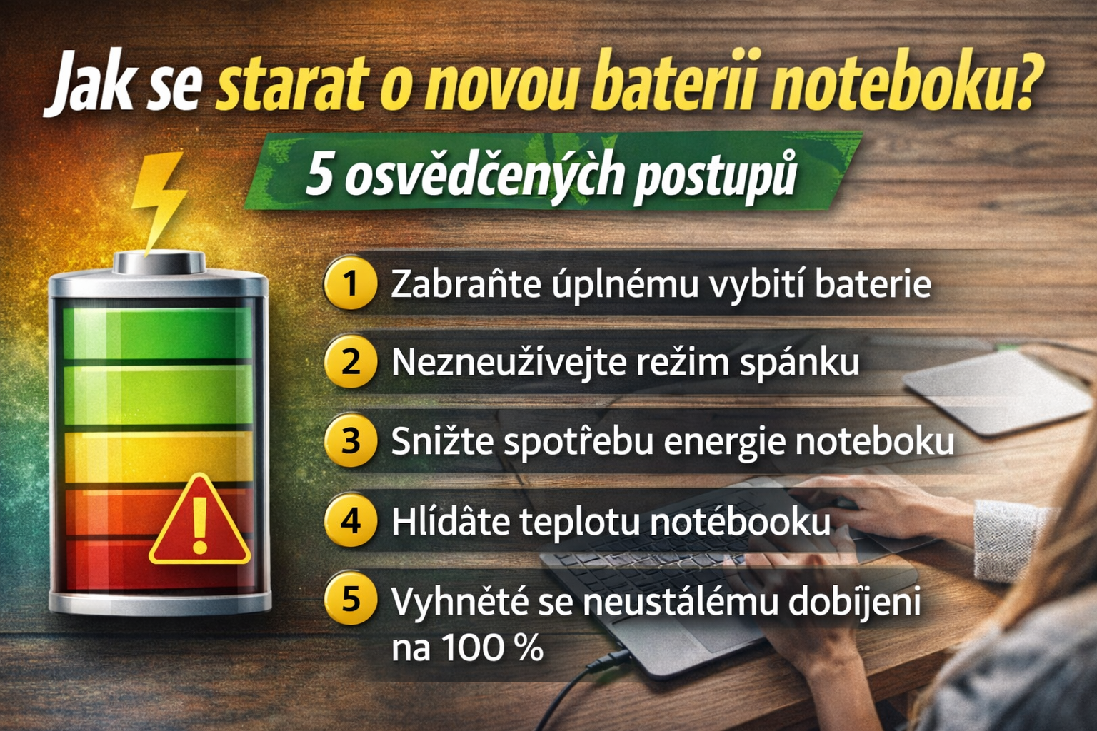 Jak se starat o novou baterii notebooku? 