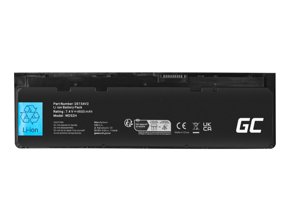 *Green Cell DE154V2 Baterie Dell WD52H VFV59 KWFFN HJ8KP, Dell Latitude E7240 E7250 4600mAh Li-Pol