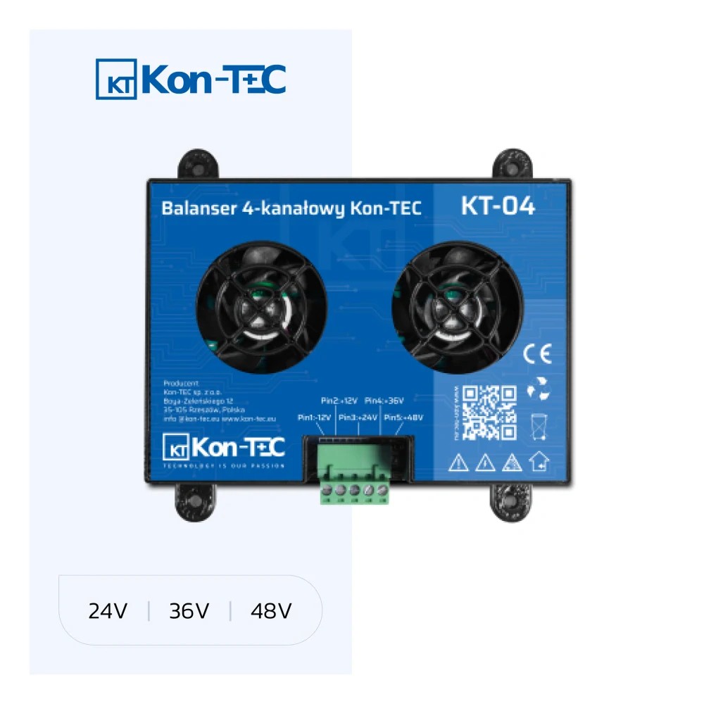 Kon-TEC KT-04 Čtyř kanálový balancer KT-04 pro sestavy baterií 24V 36V 48V LiFePO4