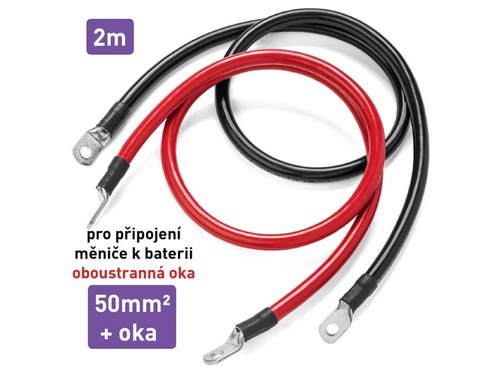 *Kabel propojovací s oky - 50mm², délka 2m (černý + červený)