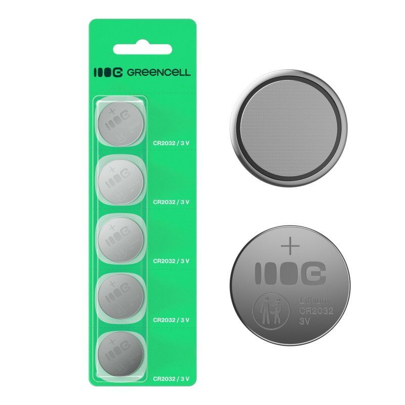 *Green Cell X1CR2032 Baterie CR2032 lithiové knoflíkové baterie 3V 220 mAh – 1ks blistr (do klíčů, hodinek, ovladačů, vah)