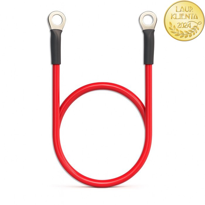 *Qoltec 50986 Propojovací kabel pro baterie, měniče napětí délka 60cm, 10mm2, 2x očko M8 - červený