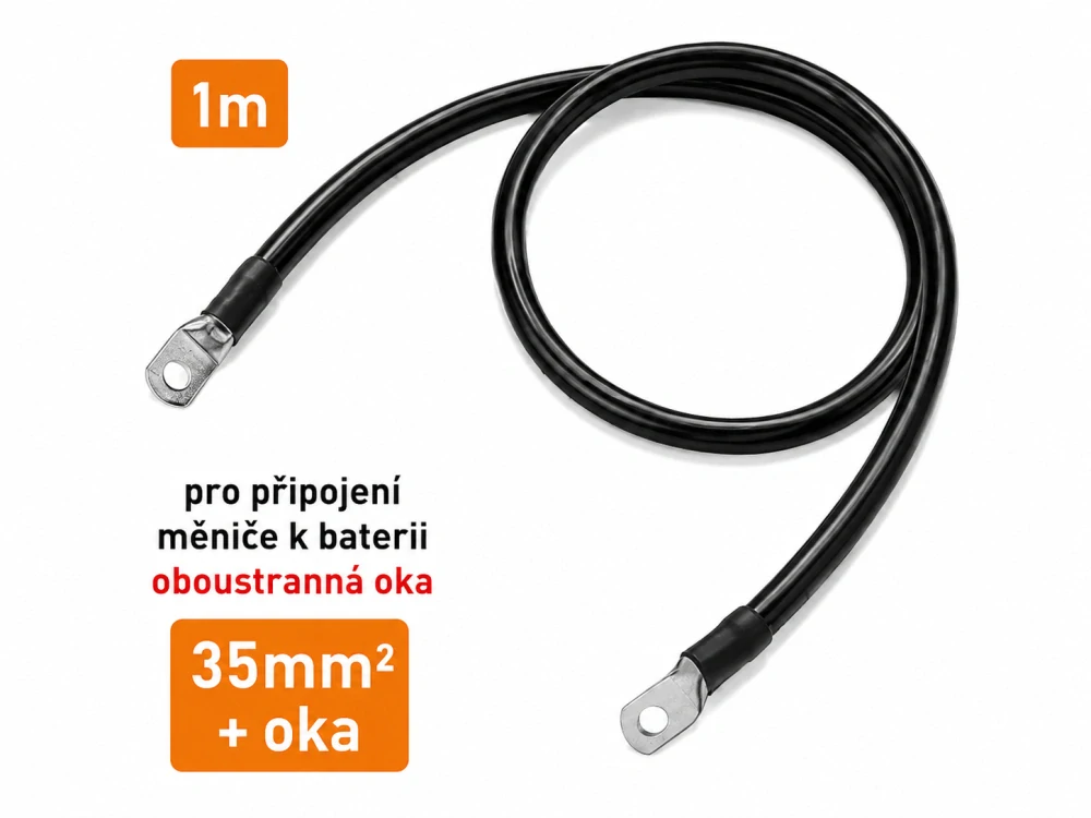 *Kabel propojovací s oky - 35mm², délka 1m černý - 1ks