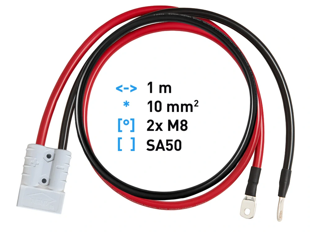 *Propojovací kabel 10mm² 1 m s Anderson SA50 konektorem a oky M8 (50 A)