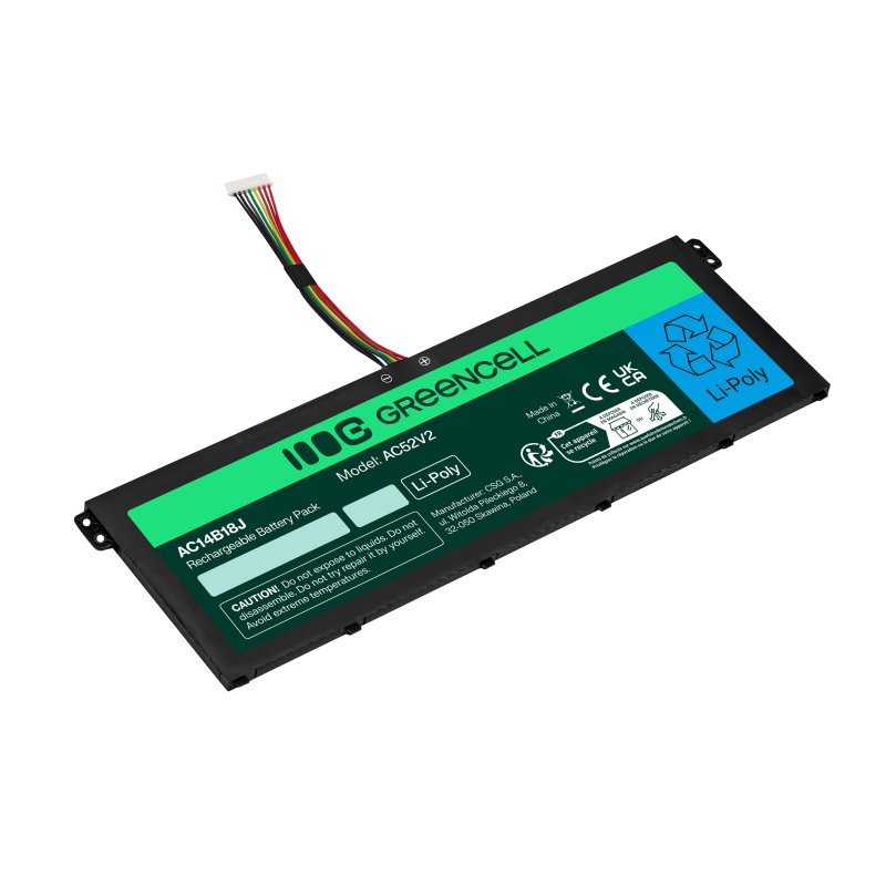 *Green Cell AC52V2 Baterie Acer AC14B13J AC14B18J do Acer Aspire 3 A315-23 A315-55G ES1-111M ES1-331 ES1-531 ES1-533 ES1-571 3600mAh Li-Ion