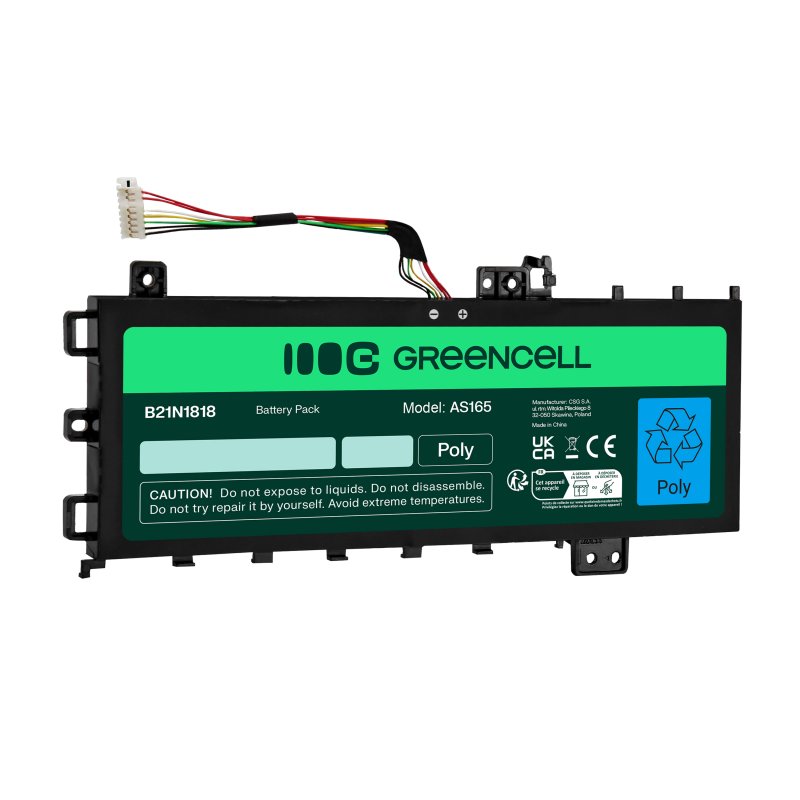 *Green Cell AS165 Baterie Asus B21N1818 C21N1818-1 do Asus VivoBook 15 A512 A512DA A512FA A512JA R512F R512U X512 X512DA X512FA X512FL 4150mAh Li-Pol