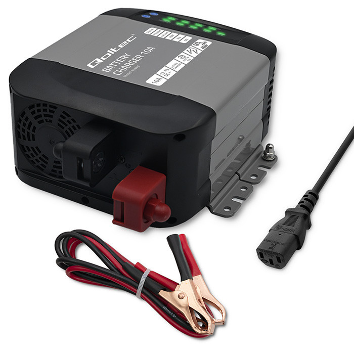 *Qoltec 51958 Intelligent Monolith nabíječka pro LiFePO4 AGM GEL SLA baterie | 10A | 12V