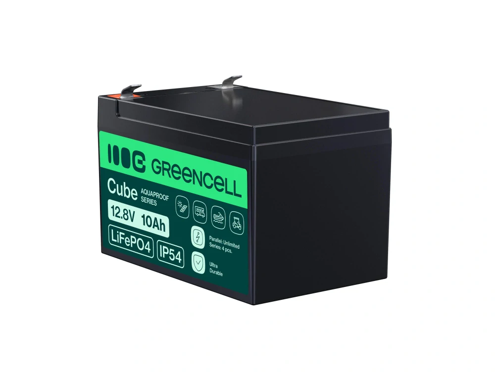 Baterie Green Cell CUBE LiFePO4 LFPGC12V10AH LiFePO4 Baterie 12V, 12,8V 10Ah, 128Wh IP54