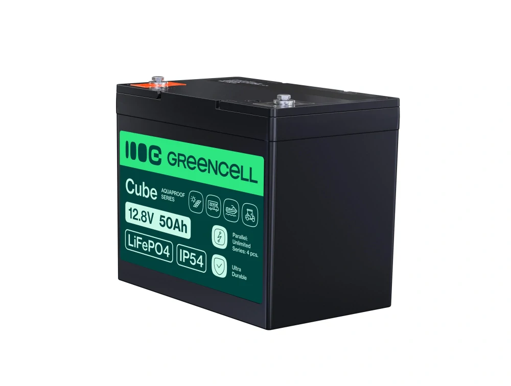 Baterie Green Cell CUBE LiFePO4 LFPGC12V50AH Baterie LiFePO4 12V, 12,8V 50Ah, 640Wh IP54 Lithium-železo-fosfátový Akumulátor pro Jachty, Golfový vozík, Invalidní vozíky a jiné