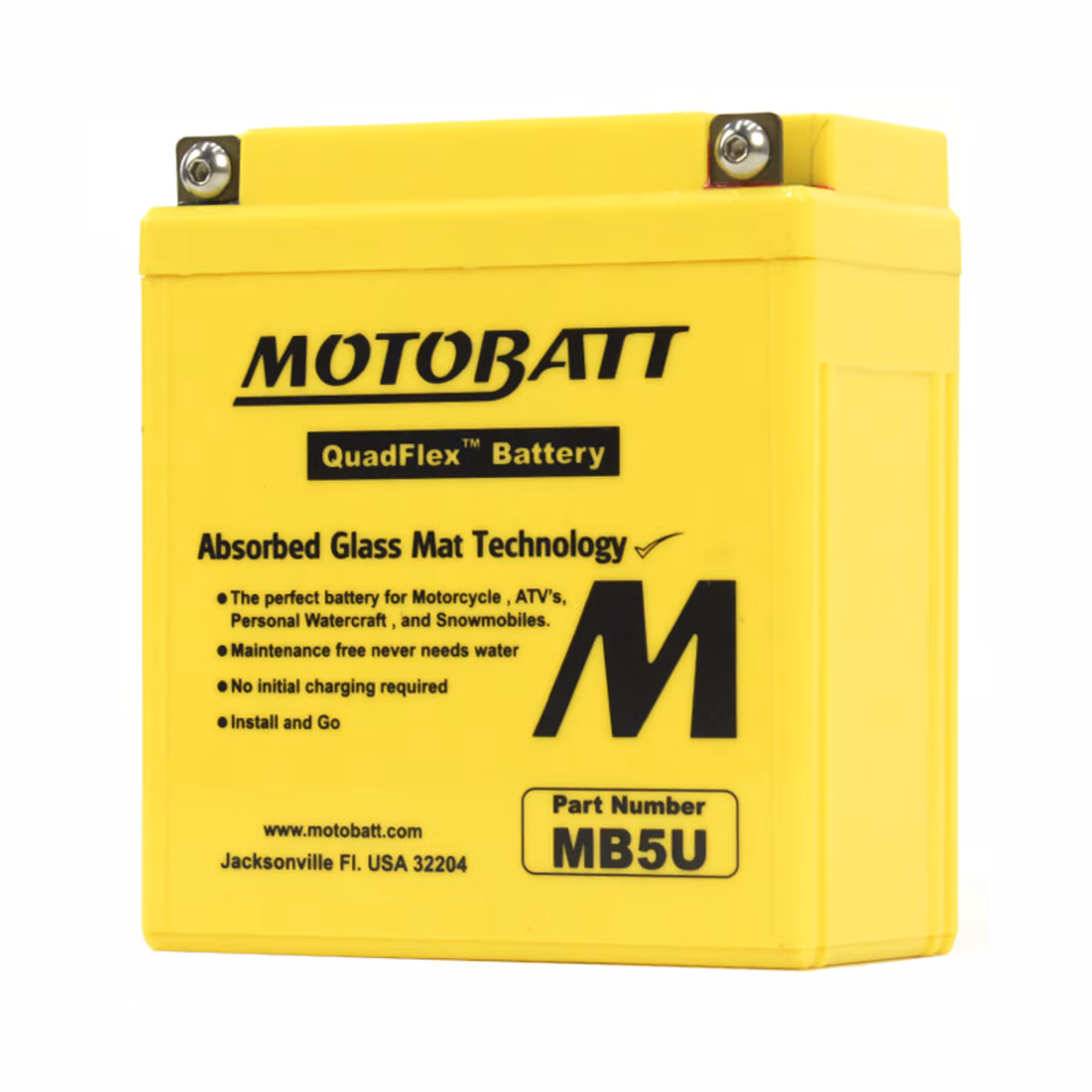 Motobatt MB5U 12V 7Ah AGM baterie | 90A CCA | Náhrada YB5L-B, 12N5-3B | Moto baterie vysoký výkon