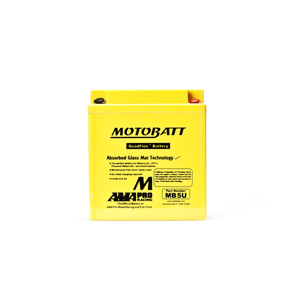 Motobatt MB5.5U AGM motobaterie 12V 7Ah 90A – bezúdržbová baterie pro motorky, skútry a čtyřkolky, náhrada YB12A-A / YB12AL-A / 12N12-4A | Oficiální CZ distribuce