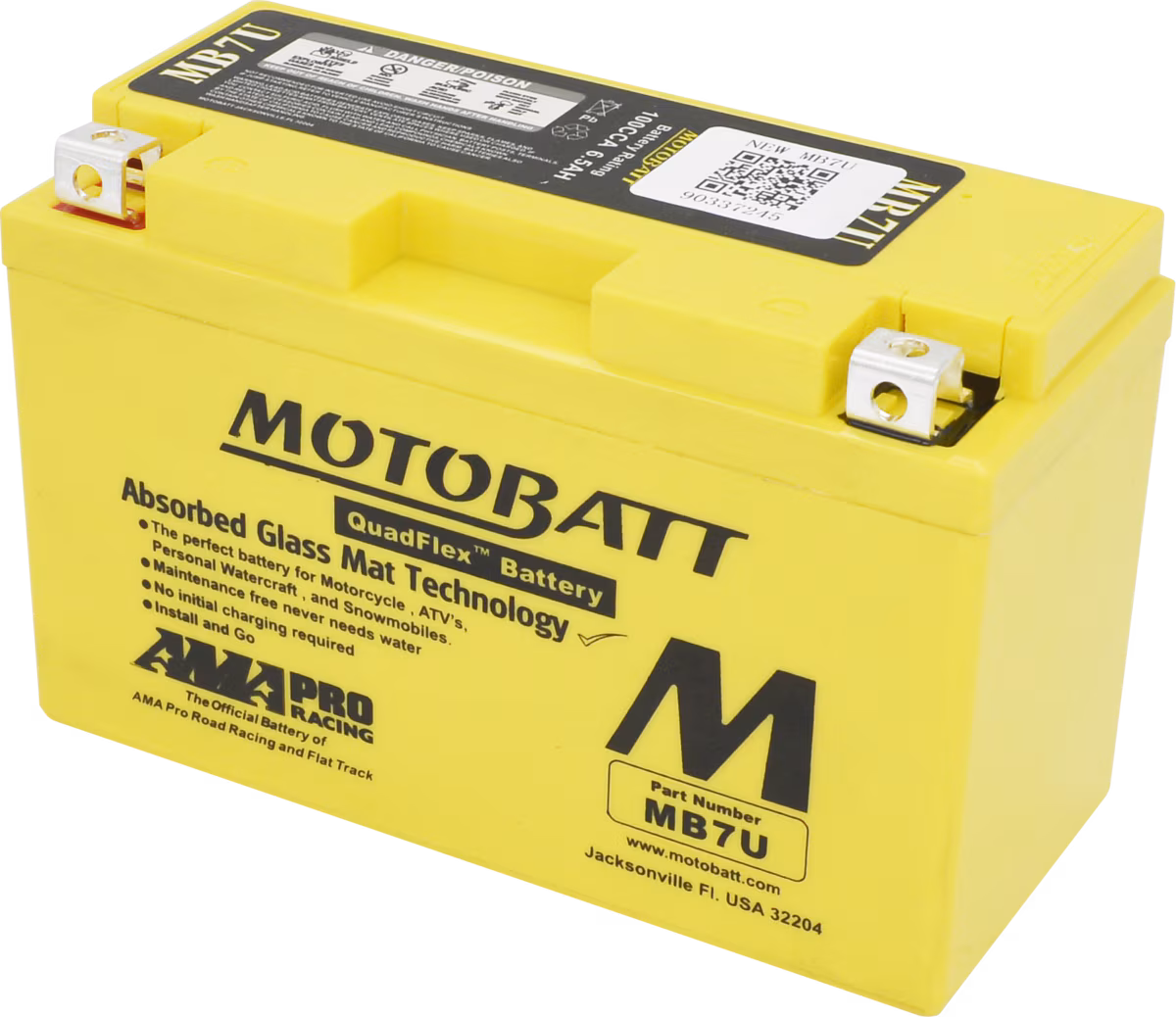 Motobatt MB7U AGM motobaterie 12V 6,5Ah 100A | Náhrada YT7B-4, YT7B-BS | Vysoký startovací výkon