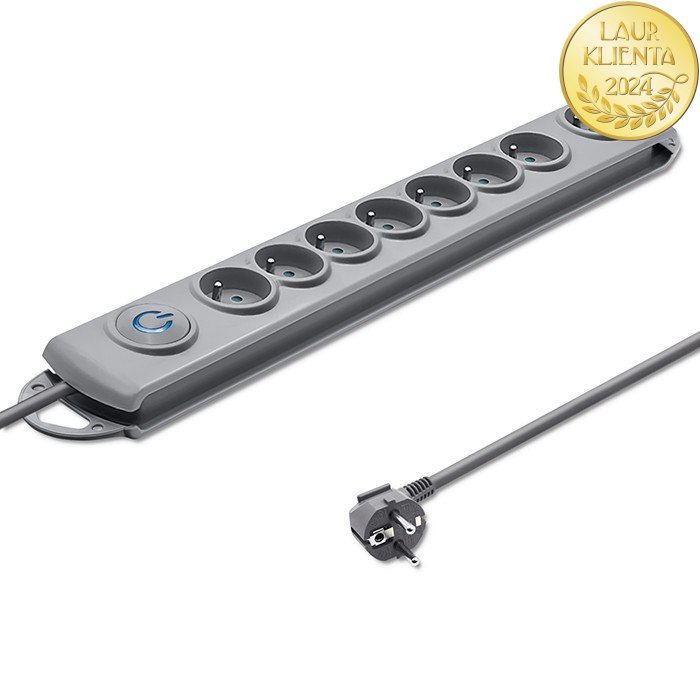 *Qoltec 50167 Prodlužovací kabel Qoltec | 8 zásuvek | 1,8 m | Šedý | Rychlé přepínání