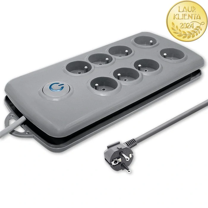 Qoltec 50162 Prodlužovací kabel Qoltec | 8 zásuvek | 2,5 m | Šedý | Rychlé přepínání