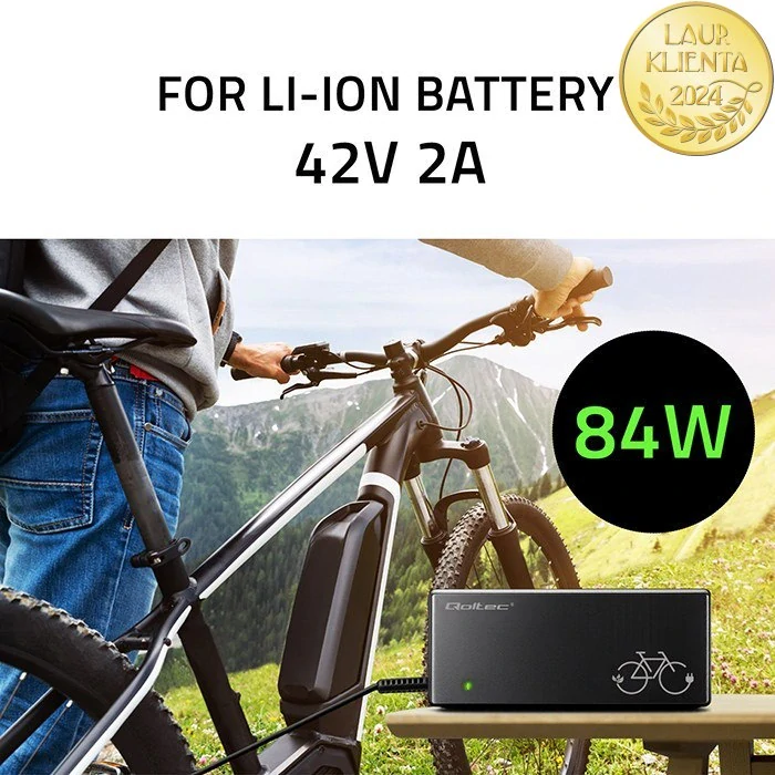 *Qoltec 52614 Nabíječka pro elektrokolo 36 V (42 V) 2 A | magnetický konektor Mi4 | Qoltec rychlonabíječka e-bike