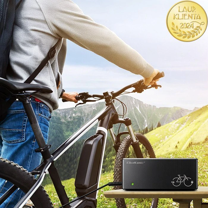 *Qoltec 52617 Nabíječka pro elektrokolo Qoltec 42V 2A | 36V Li-ion baterie | IEC C13 + napájecí kabel