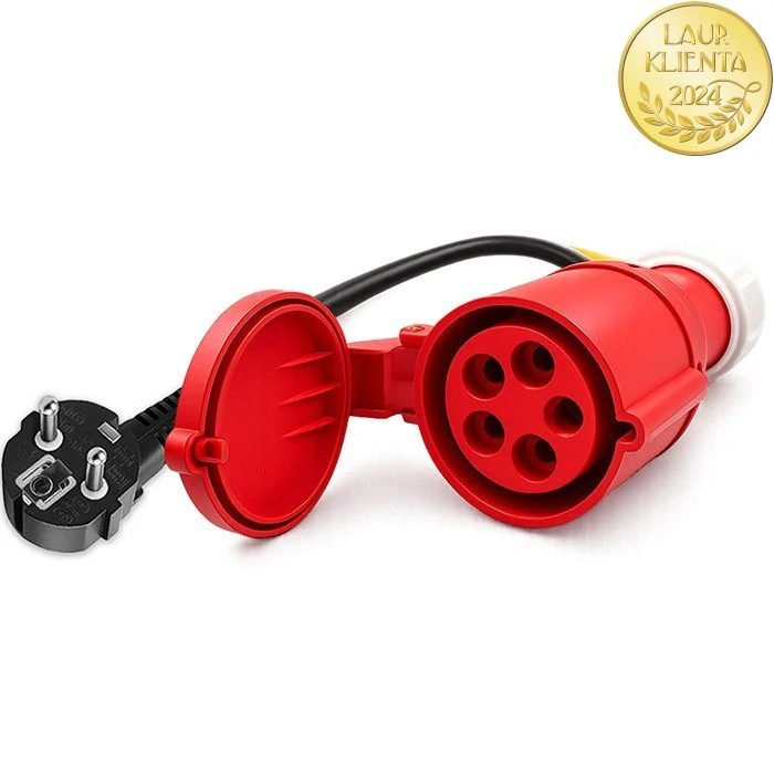 *Qoltec 52439 Qoltec Redukce adaptér CEE 32A 5P (400V) → Schuko 230V | Redukce pro EV nabíječky | max. 16A / 3,5 kW