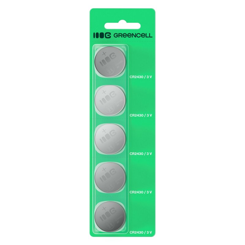 *Green Cell X1CR2430 Baterie CR2430 lithiové knoflíkové baterie 3V 290 mAh – 1ks blistr (váhy, kalkulačky, počítače, glukometry, dálkové ovladače do auta)