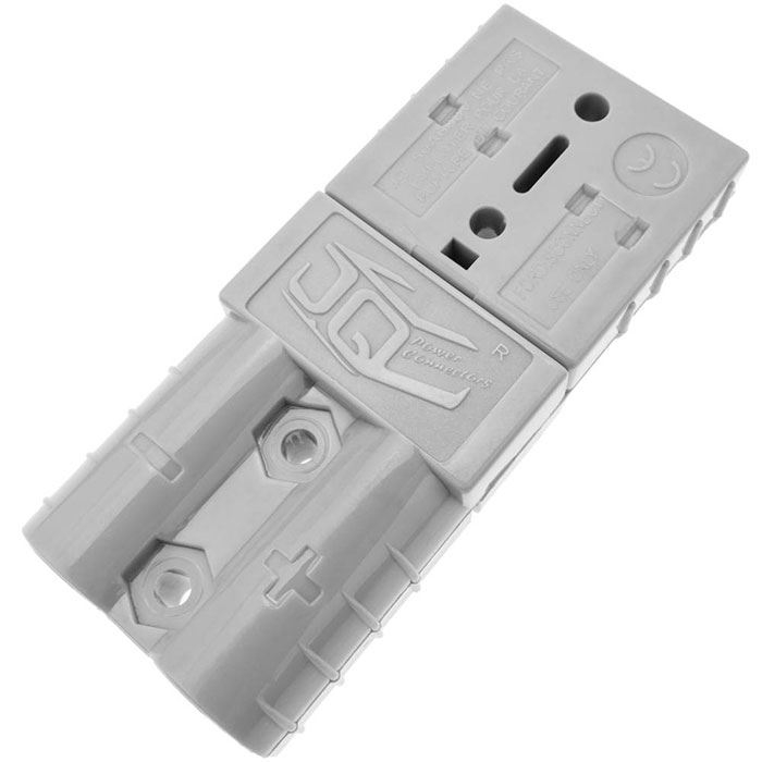 *Silový konektor typu Anderson JQ50A 50A 600V pro kabel 4–12 mm² – šedý