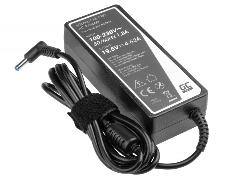 *Green Cell AD65P Nabíječka k notebookům HP Pavilion a Compaq 14, 15 a 17 | 19.5V | 4.62A | 90W | konektor 4.5mm-3.0mm Pin