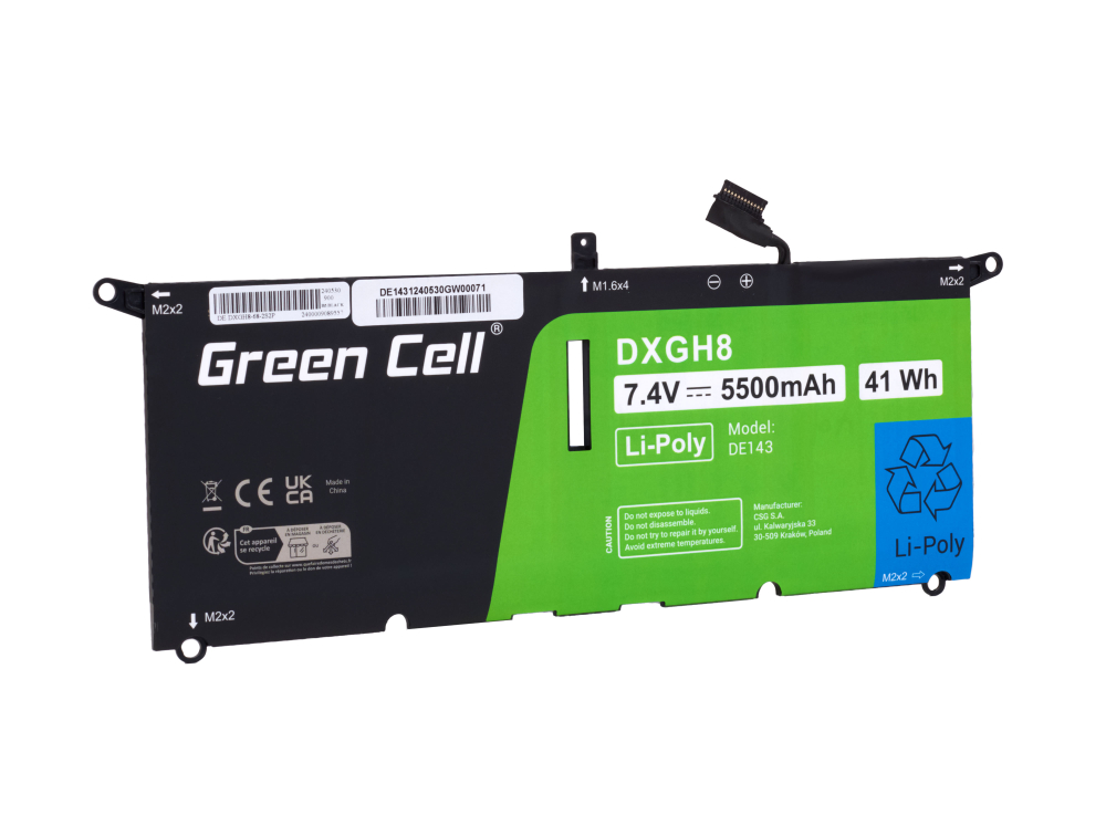 *Green Cell DE143 Baterie Dell DXGH8, Dell XPS 13 9370 9380, Dell Inspiron 13 3301 5390 7390, Dell Vostro 13 5390 5500mAh Li-Pol