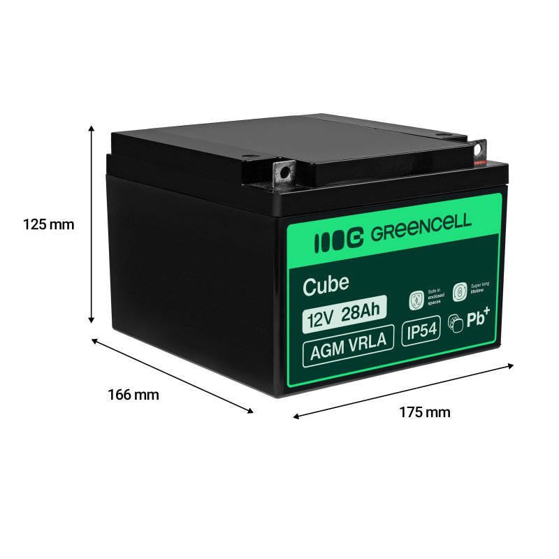 Green Cell AGM Baterie 12V 26Ah pro sekačku, člun nebo invalidní vozíky