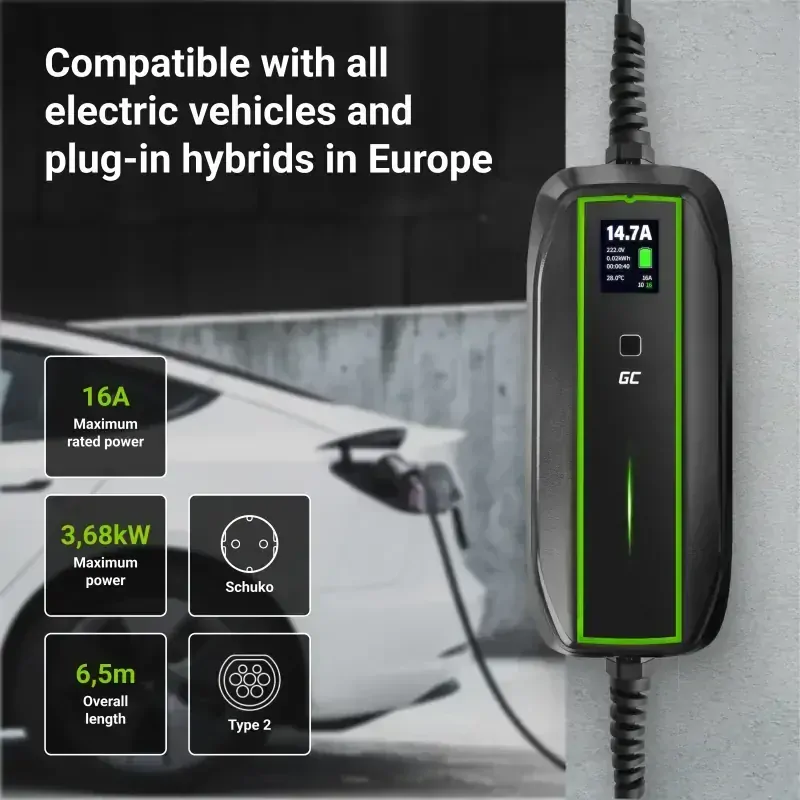 GC EV PowerCable 3,6kW Schuko – mobilní nabíječka typu 2 pro nabíjení elektromobilů a hybridů typu Plug-In