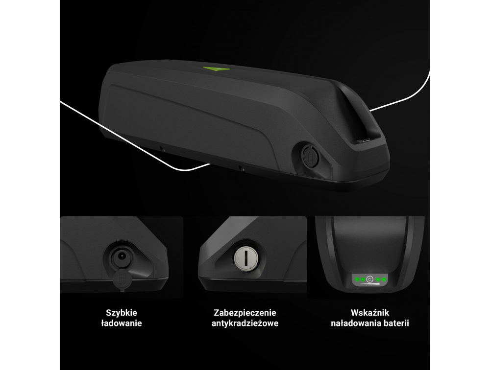 *Green Cell PowerMove EBIKEGCF01 Baterie pro Elektrokola Down Tube s Nabíječkou 36V 14,5Ah 522Wh Li-Ion