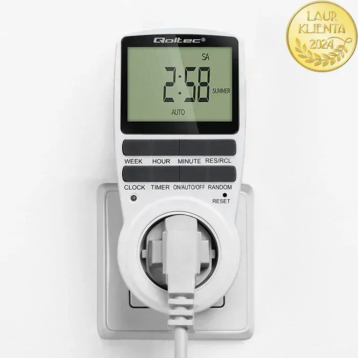 *Qoltec 50628 Digitální spínací hodiny PC0628 | 3680W | 16A | LCD