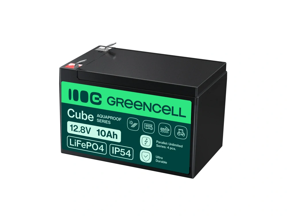 Baterie Green Cell CUBE LiFePO4 LFPGC12V10AH LiFePO4 Baterie 12V, 12,8V 10Ah, 128Wh IP54