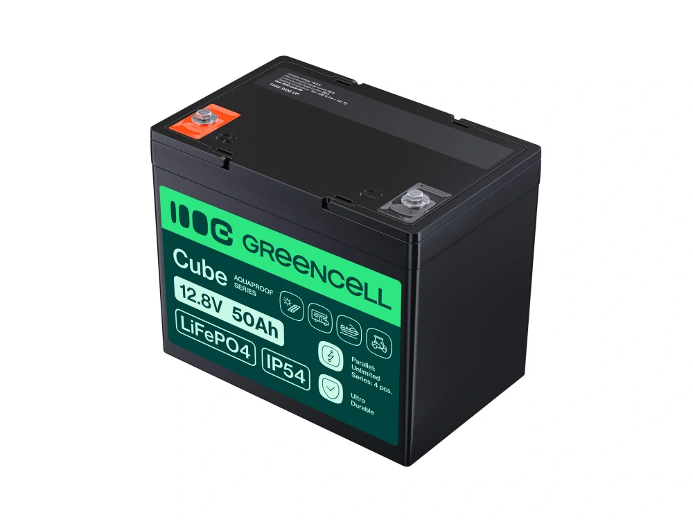Baterie Green Cell CUBE LiFePO4 LFPGC12V50AH Baterie LiFePO4 12V, 12,8V 50Ah, 640Wh IP54 Lithium-železo-fosfátový Akumulátor pro Jachty, Golfový vozík, Invalidní vozíky a jiné