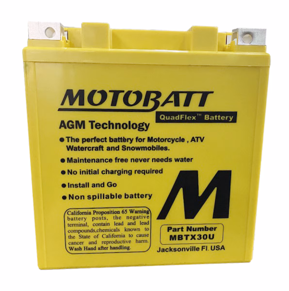 Motobatt MBTX30U 12V 34Ah AGM motobaterie | 450A CCA, QuadFlex, náhrada YIX30L a YB30L-B