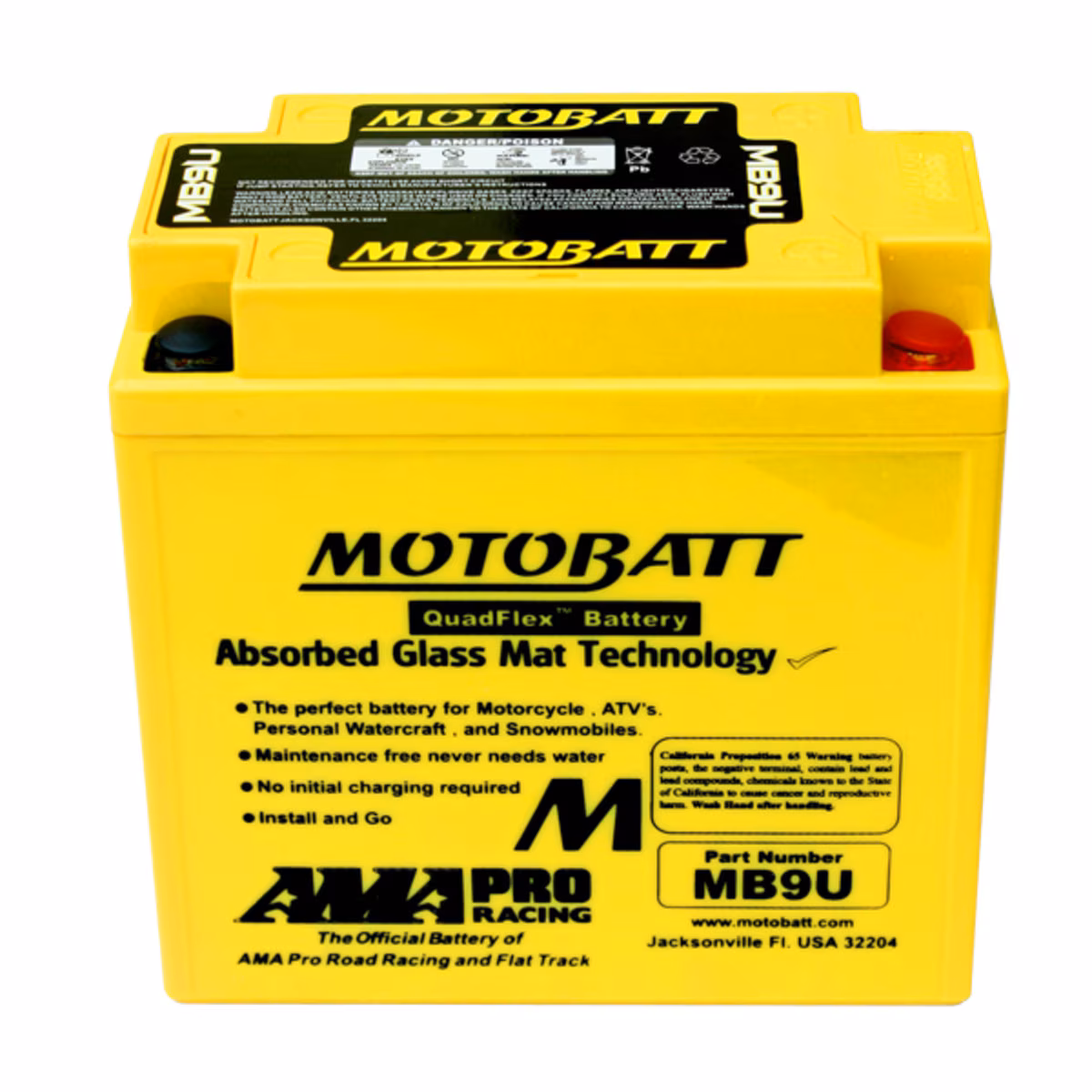 Motobatt MB9U AGM motobaterie 12V 11Ah 140A | Náhrada YB9-A, YB9-B, YB7L-B | Oficiální CZ distribuce