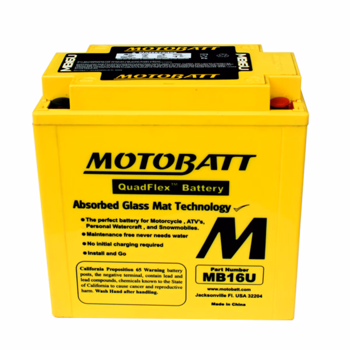 Motobatt MB16U AGM motobaterie 12V 20Ah 250A | Náhrada YB16B-A, YB16B-A1, YB16B-A2 | Oficiální CZ distribuce