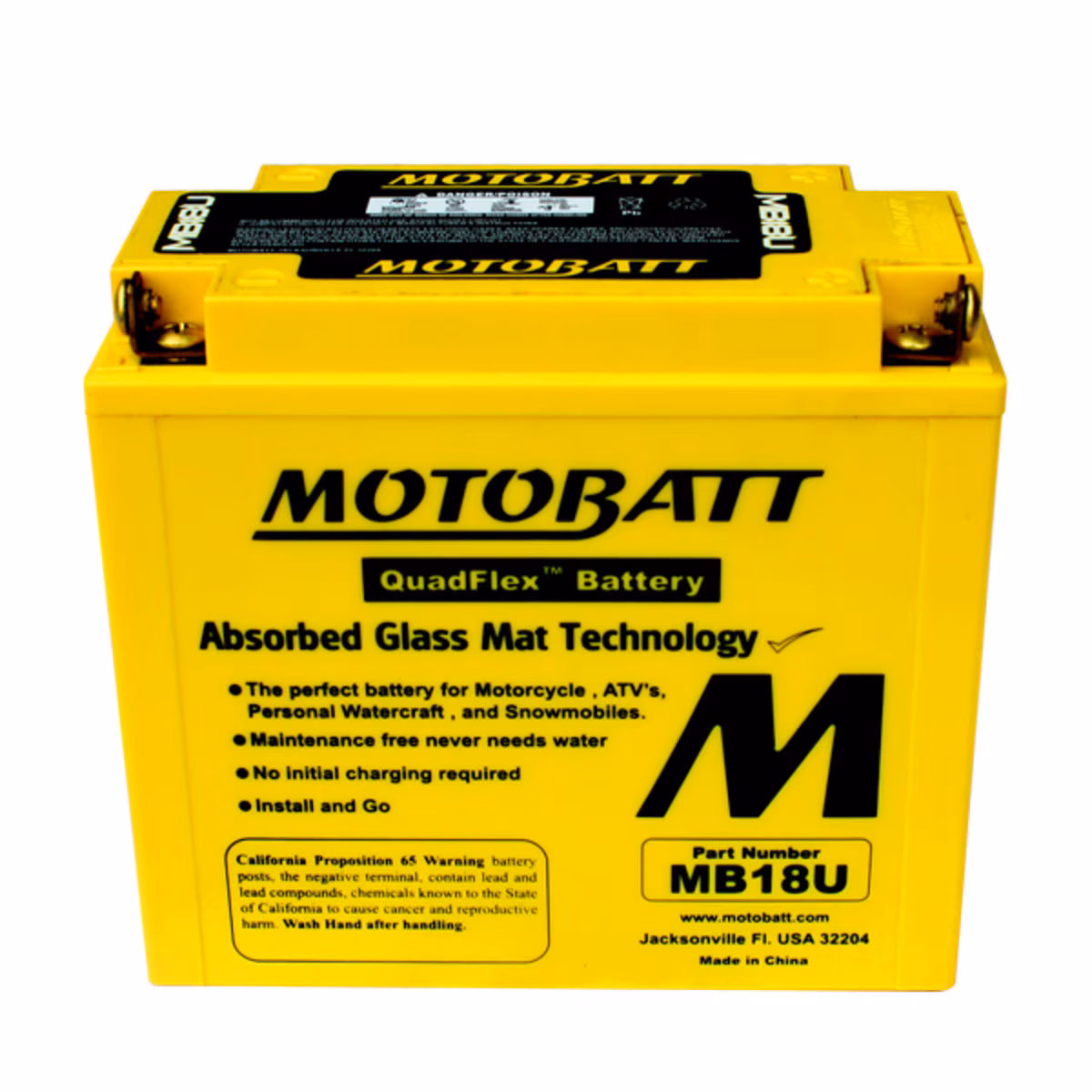 Motobatt MB18U AGM motobaterie 12V 22,5Ah 280A | Náhrada YB18-A, YB18L-A, YB18L-A2 | Oficiální CZ distribuce