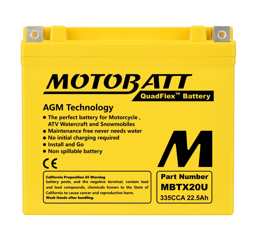 Motobatt MBTX20U AGM motobaterie 12V 22,5Ah CCA 335A | Náhrada YTX20-BS, YTX20HL-BS, YB16L-B | Oficiální CZ distribuce