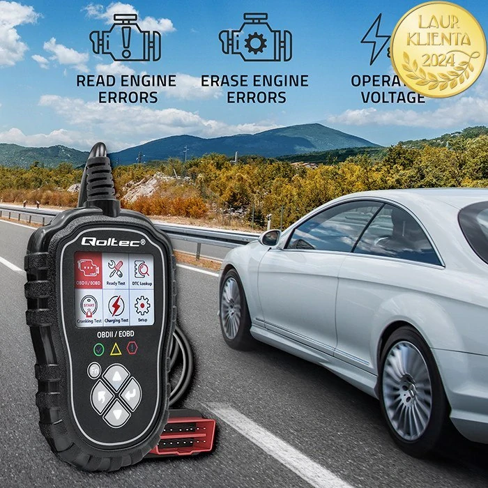 *Qoltec 50685 Digitální diagnostický tester Qoltec ProLine | OBD2 EOBD | 8V-25V | Duální systém