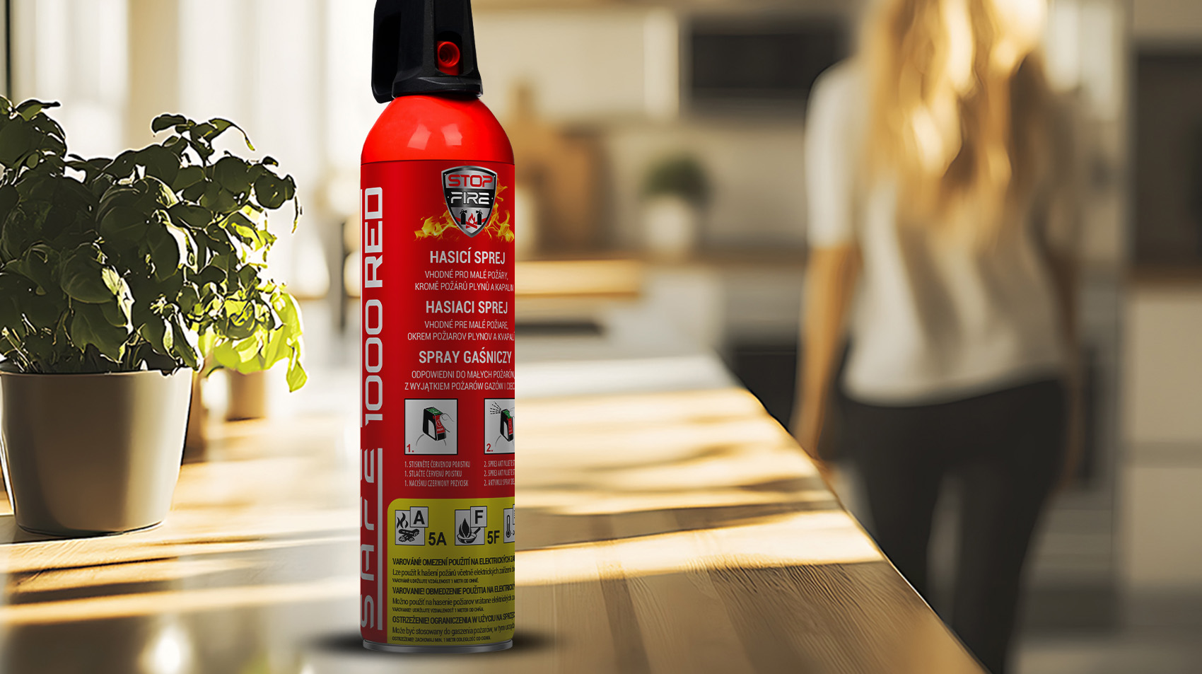 SET Hasicí sprej SAFE 1000 RED + držák SAFE 100C