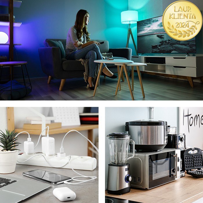 *Qoltec 50167 Prodlužovací kabel Qoltec | 8 zásuvek | 1,8 m | Šedý | Rychlé přepínání