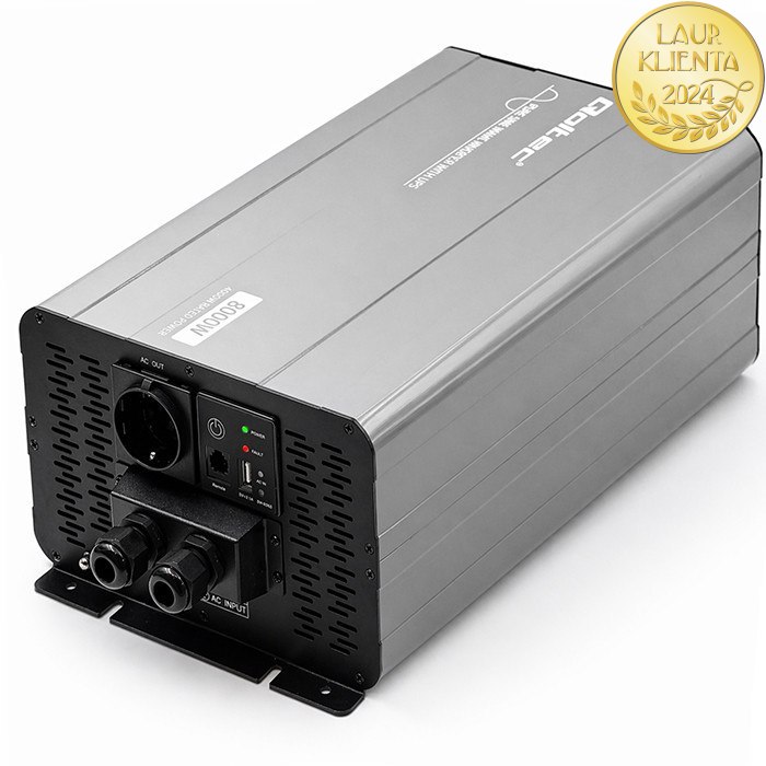 Qoltec 52699 Měnič napětí Qoltec 12V → 230V 4000W/8000W čistá sinusovka | UPS Bypass mode | USB | USB-C | pro LiFePO4 a AGM baterie