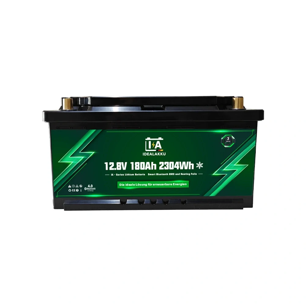 ❄️ IdealAkku IA-12-180H LiFePO4 baterie 12,8V 180Ah 2304Wh s ohřevem, Bluetooth, Smart BMS – pod sedadlo DIN H8/LN5
