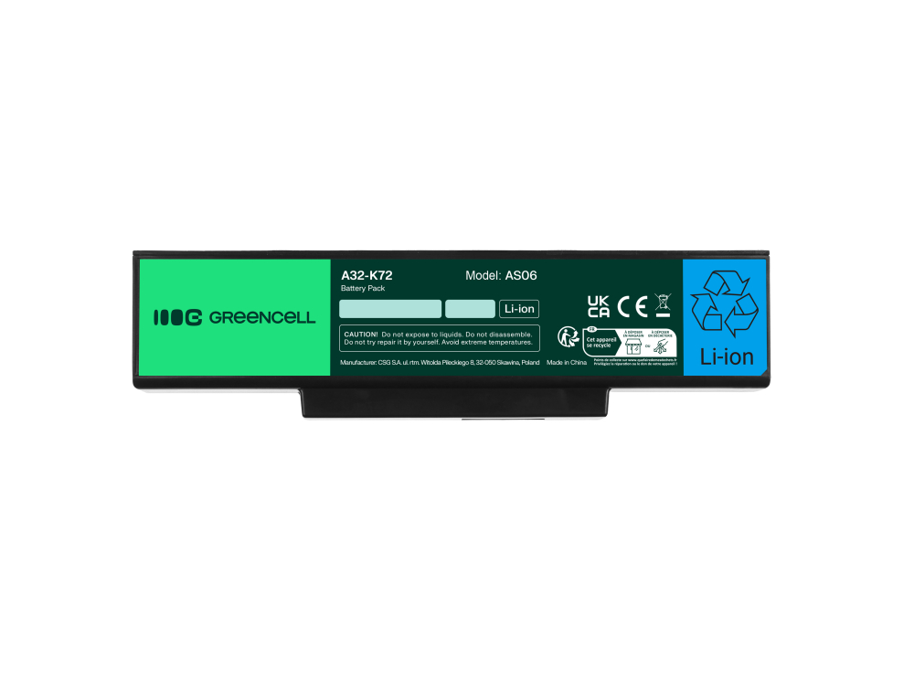 *Green Cell AS06 Baterie Asus N71/K72/K72J/K72F/K73SV/N71/N73/N73S/N73SV/X73S 4400mAh Li-ion