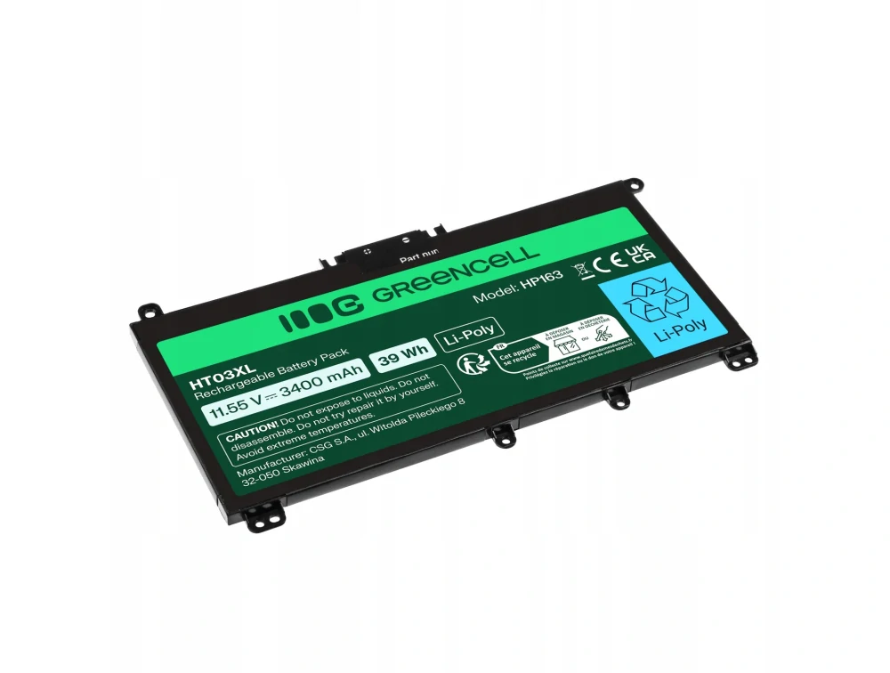 *Green Cell HP163 Baterie HP HT03XL,HP 240 G7 245 G7 250 G7 255 G7, HP 14 15 17, HP Pavilion 14 15 3400mAh Li-Pol
