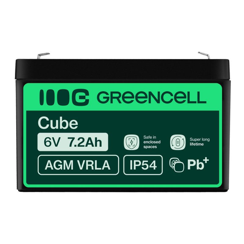 *Green Cell Bezúdržbová baterie AGM VRLA Green Cell 6V 7,2 Ah pro poplašné systémy a hračky
