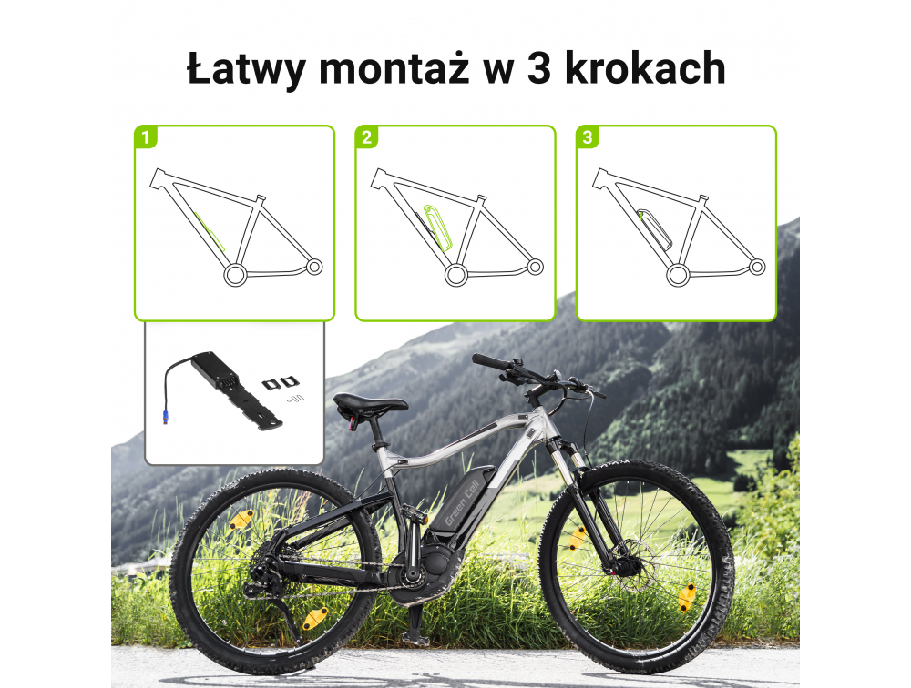 Green Cell EBIKE77STD Baterie Elektro Kolo Nilox, Samebike, Fafrees Down Tube Ebike EC5 na Samebike, Ancheer 36V 20Ah 720Wh
