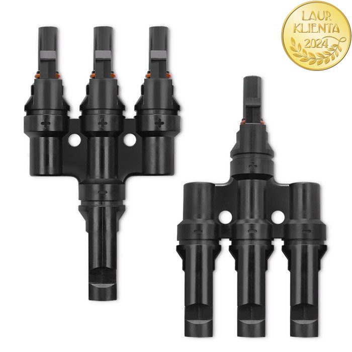 *Qoltec 52600 Instalační konektor MC4 Typ T | 1000V | 30A  pro paralelní připojení fotovoltaických panelů 