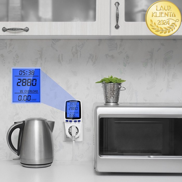 *Qoltec 50626 Měřič spotřeby energie Qoltec PM0626 | 3680W | 16A | LCD