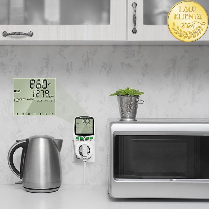 *Qoltec 50627 Měřič spotřeby energie Qoltec PM0627 s historií měření | 3680W | 16A | LCD