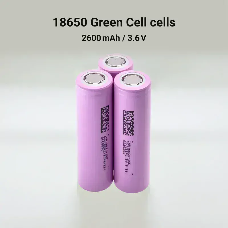 *Green Cell články 18650-Green Cell Cells 18650 Li-Ion INR1865026E ICR18650-26J 3.6V 2600mAh - 50ks