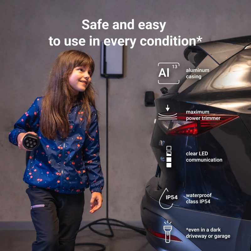 Green Cell GC HabuDen Wallbox 22kW 32A 5m Kabel Type 2 Smart EV nabíjecí stanice pro elektromobily s Green Cell App Bluetooth a WiFi přípojením